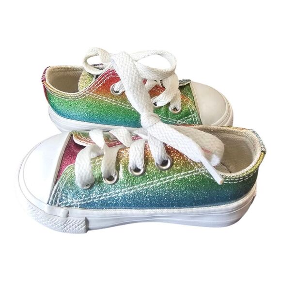 CONVERSE Low Rainbow Multicolor Sparkle Sneakers Toddler - Size 4 - Picture 3 of 6